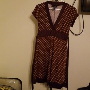 Brown and orange polka dot dress